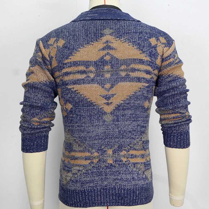 Mens Cardigan Sweater European and American Autumn and Winter Vintage Jacquard Sweater Casual Versatile Woolen JacketXJ240907