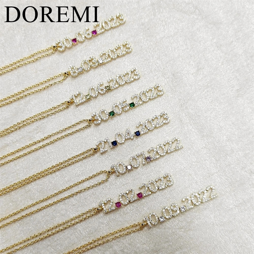 DOREMI Custom Name Date Bracelet Crystal Birthstone 6MM Number Kids Jewelry Engagement Bracelet for Jewelry Gift 240914