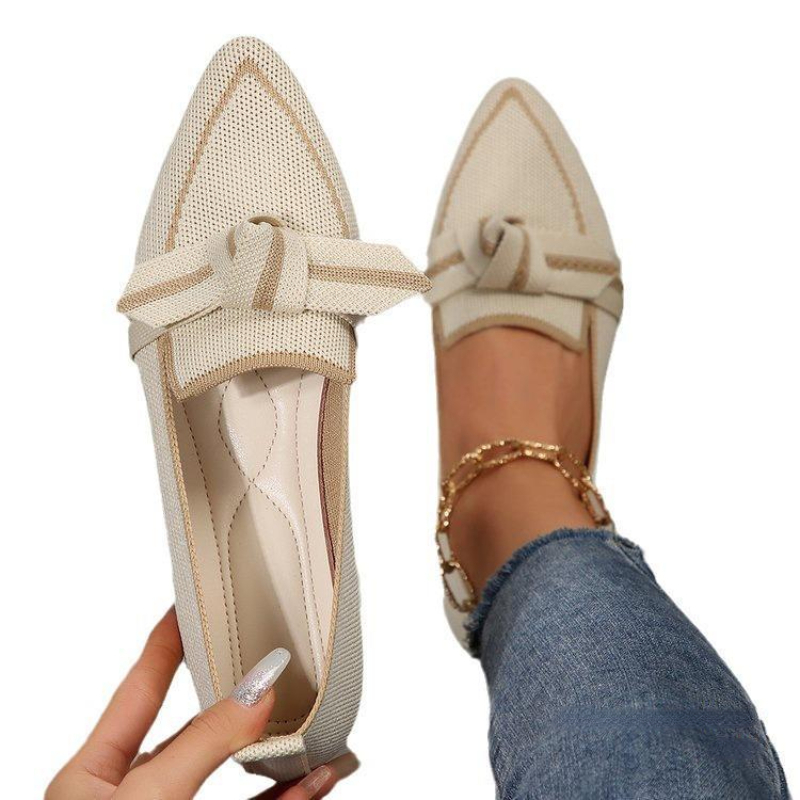 Women Pointed Toe Flat Shoes Solid Color Knitted Slip on Shoes Casual Breathable Ballet Flats Women Flat Shoes Zapatos Mujer
