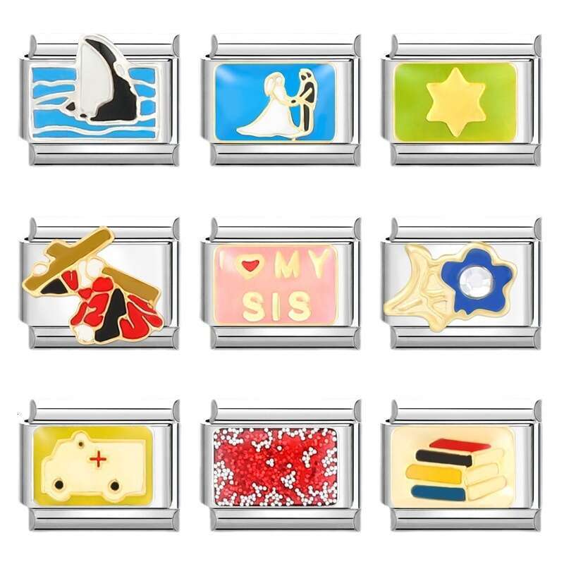 New Women's Gift Marry Me love heart Butterfly Pendant Italian Charms Links Bangle Beads Fit 9mm Stainless Steel Bracelet Making DIY For Women Fa