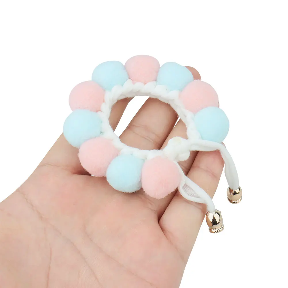 Puppy Collars ,Cute Cat Collar Colored Pet Puppy Dog Collar Dog Grooming Collar Cat Plush Ball Necklace Puppy Accessories Scarf