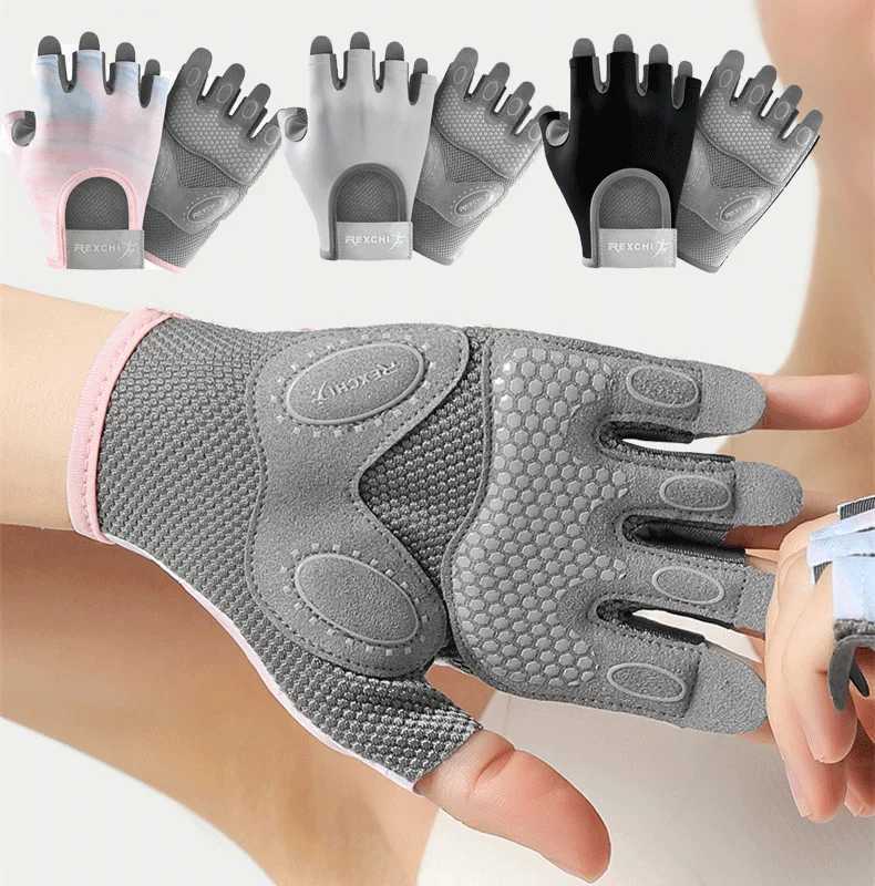 Cycling Gloves Women Fitness Gloves Gym Weightlifting Yoga Bodybuilding Training Thin Breathable Non-slip Half Finger Gloves Y240914