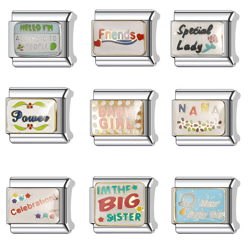 New Women's Gift friends Bead Italian Charms Links Bangle Beads Fit 9mm Stainless Steel Bracelet Making DIY Accessories For Women Fashion Jewelry