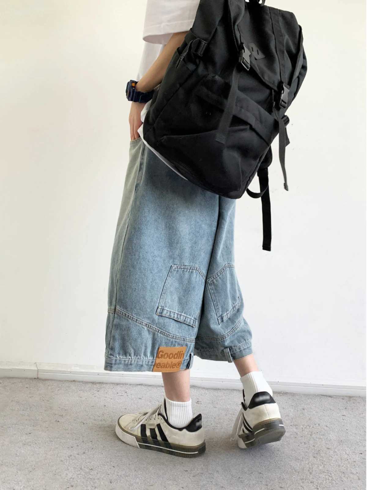 Summer Korean Hip Hop Denim Shorts Men Women Streetwear Skateboard Jeans Preppy Harajuku Casual Cargo Capri Trousers UnisexX240914