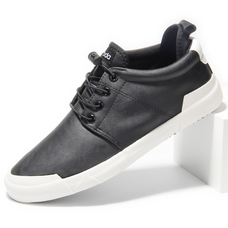 Men's Leather Plug Size46 Boots Shoes Korean Black Low Top Shoes Men Wear-resisting Loafers Designer Leisure Vulcanized shoes