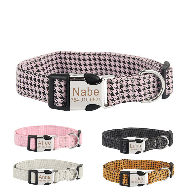 Dog Collar Free Engraved ID Tag Dog Collars Customized Adjustable Soft Pet Collar with Safety Buckles for Small Medium Large Dog