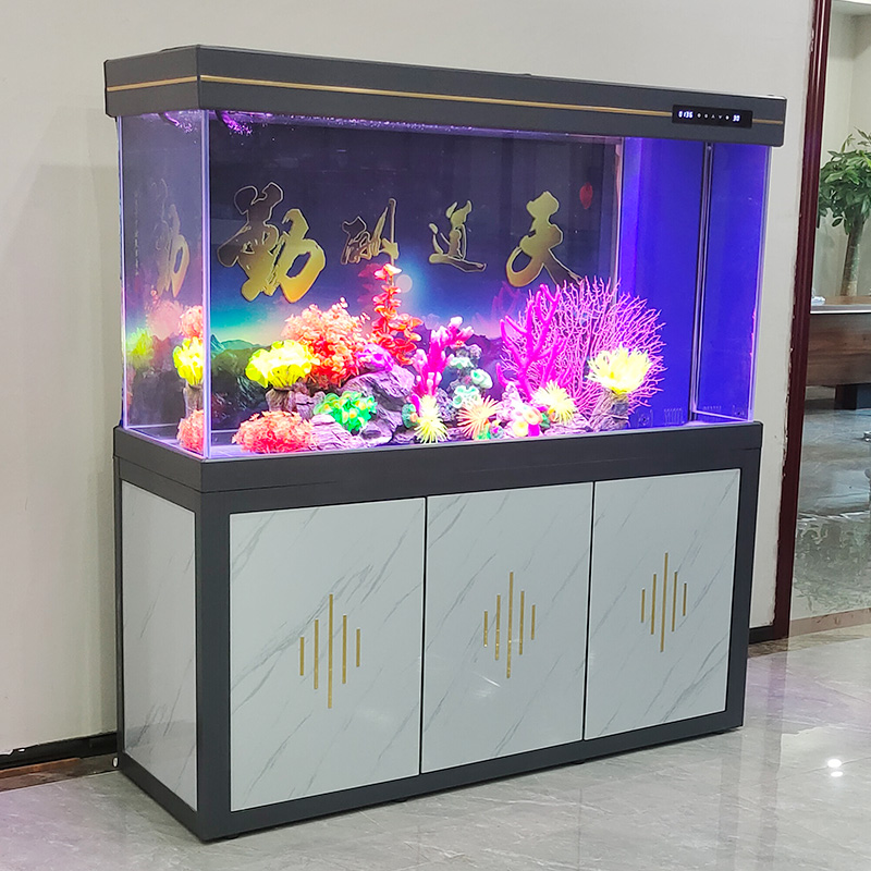 Super white glass aquarium Aquarium large living room live fish tank Marine Fish Tanks Farm Aquaculture new