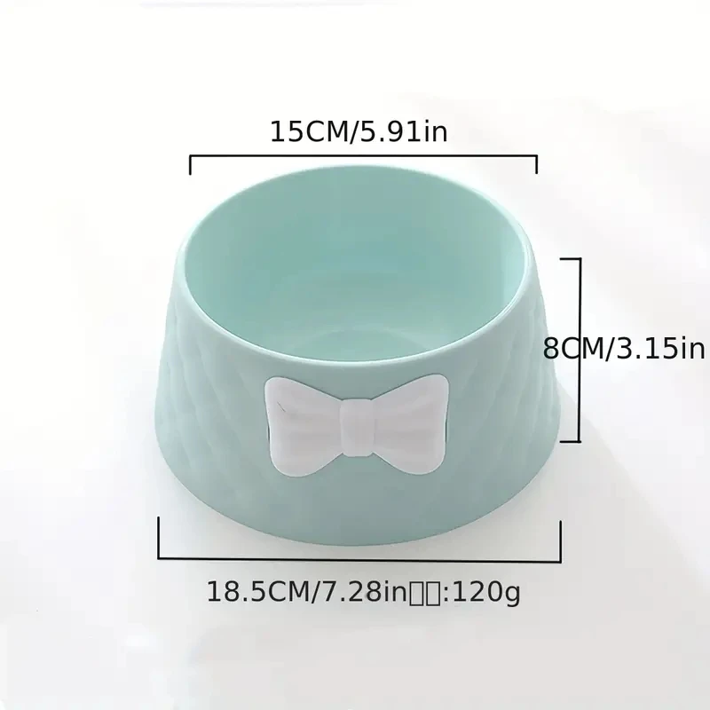 Creative Cute Bowknot Decor Pet Feeding Deepen Bowl Cats Dogs Durable Friendly PP Cat Food Dish Bowl Water Basin Non-Slip Base
