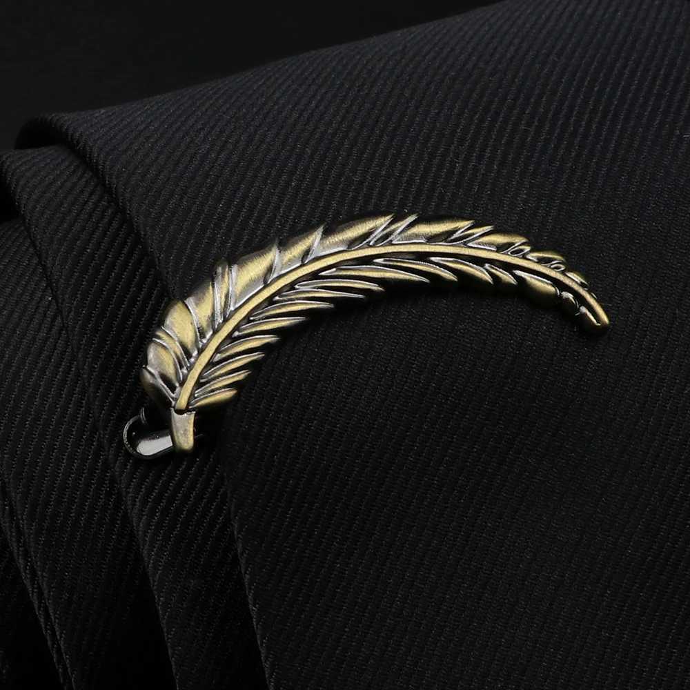Gold Silver Color Feather Gun Pen Beard Shape Metal Tie Clip For Men Tie Bar Necktie Clips Pin Wedding Tie Men Jewelry GiftX240914