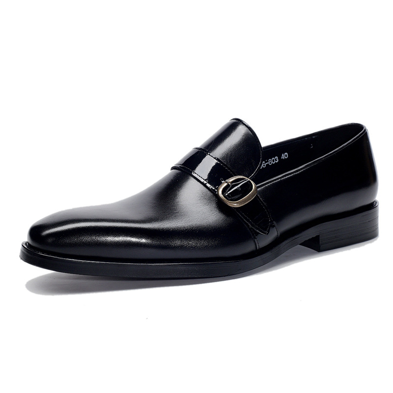 2024 Classic Mens Wedding Dress Shoes Genuine Cowhide Leather Buckle Loafers Slip-On Casual Business Party Formal Shoes for Men