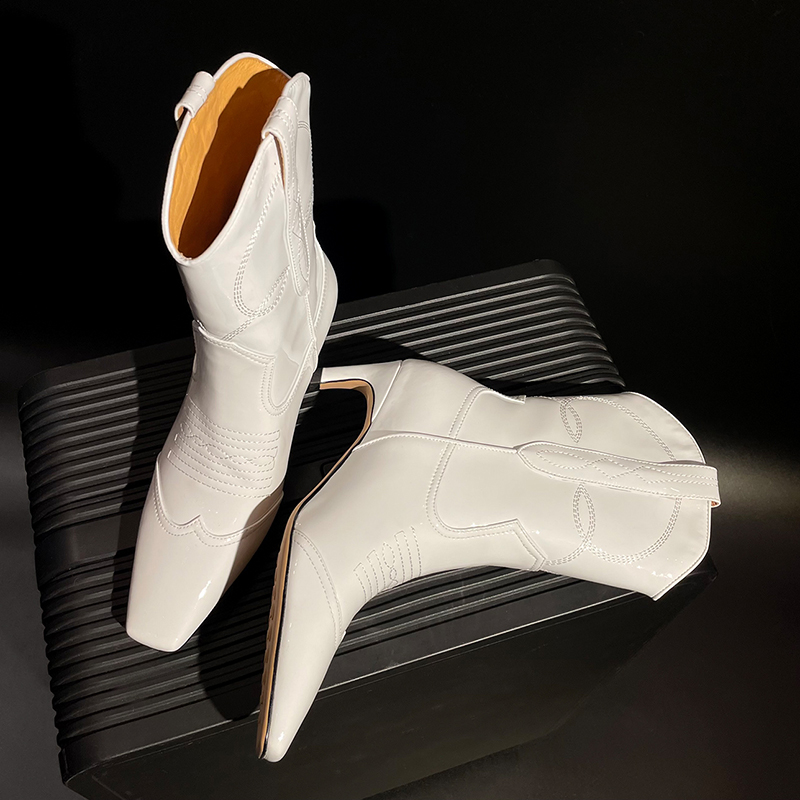 New JOZHAMTA Size 34-40 Western For Women Genuine Leather Kitten Heel Winter Shoes Woman Suede Cowboy Boot Cowgirl Ankle Boots