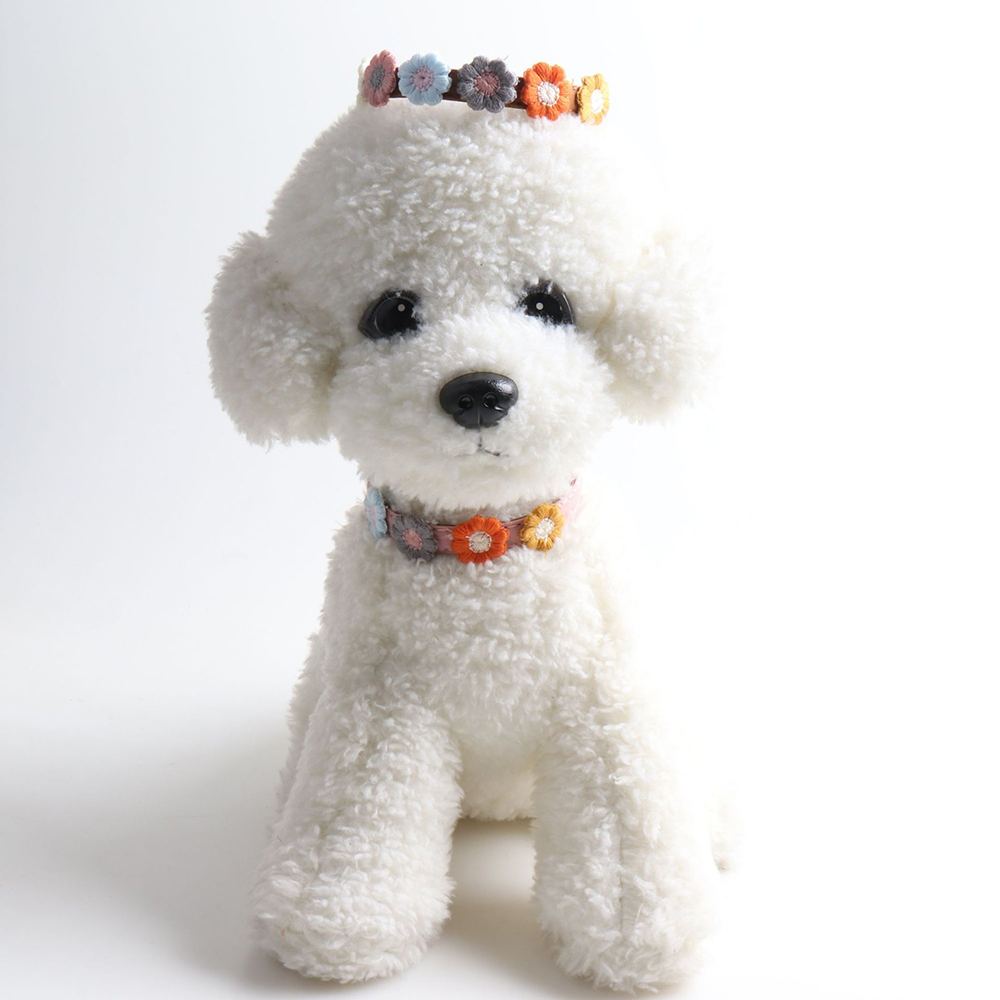PU Puppy Collar with Metal Buckle and Cute Flower Decorations Flower Pet Collar Adjustable for Cats and Puppies Pet Accessories