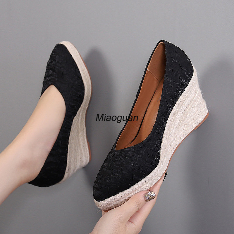 Fashion High Heels Women Wedges Shoes Elegant Ladies Party Shoes Brand Pumps Retro Spring Autumn Woman's Platform Wedge Heel 8cm