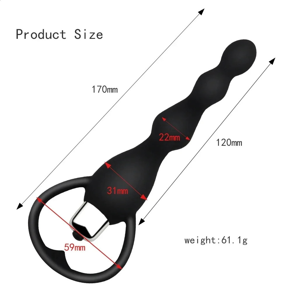 Vibration anal plug prostate massage soft bead buttock massager 240914
