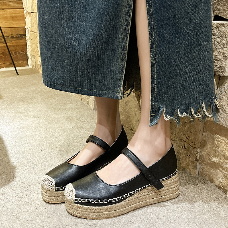 2024 Spring Rome Loafers Weave Wedges Platform Shoes Women New Dress High Heels Marie Janes Shoes Party Pumps Female Zapatillas