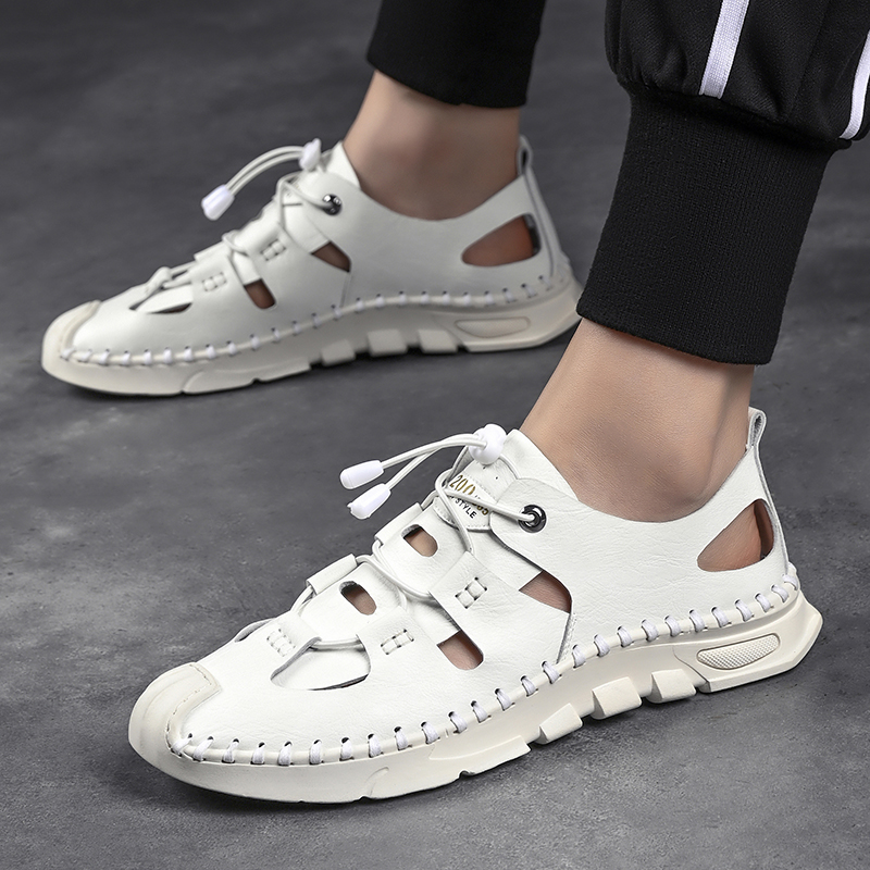 Handmade Brand Summer Leather Breathable Men Original Sandals Designer Moccasins Men's Slippers dfd7 's