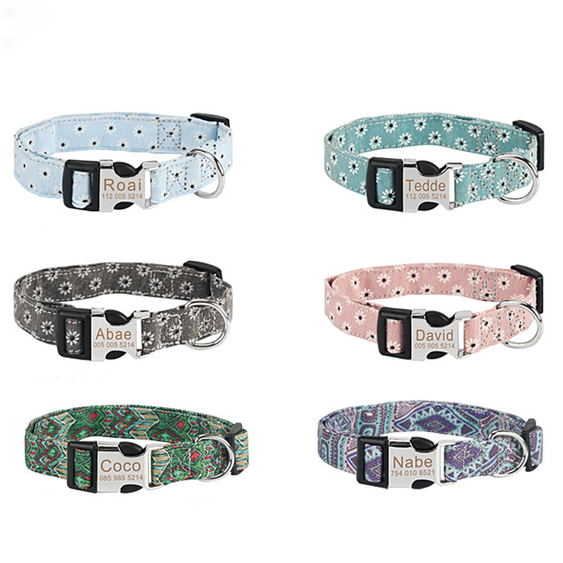 Dog Tag Collar Personalized Pet Puppy Nameplate Collar Custom Name Engraved Cat Dog ID Collars Adjustable for Medium Large Dogs