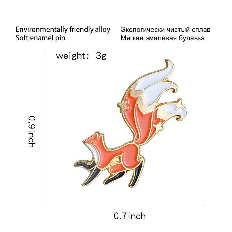 Figures Metal Pins Three-tailed Red Fox Hard Enamel Pins Brooches Badges Lapel Clothes Pins Jewelry Fovely Gifts Free ShippingX240914