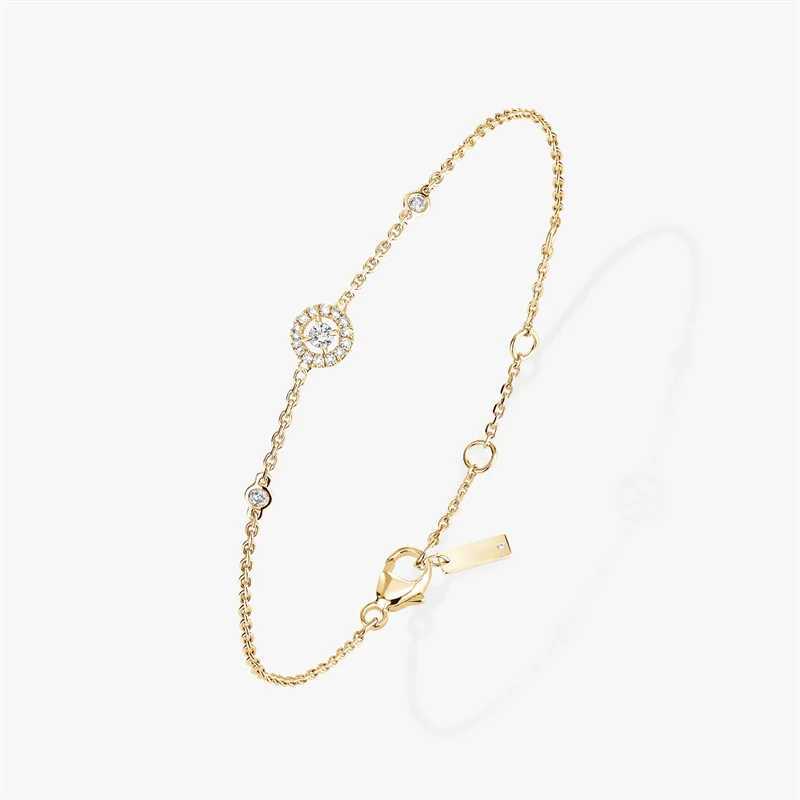 Charm Bracelets S925 Silver Happy Heart Bracelet Round Zircon Bracelet Womens Simple Fashion Jewelry Holiday Gift J240914