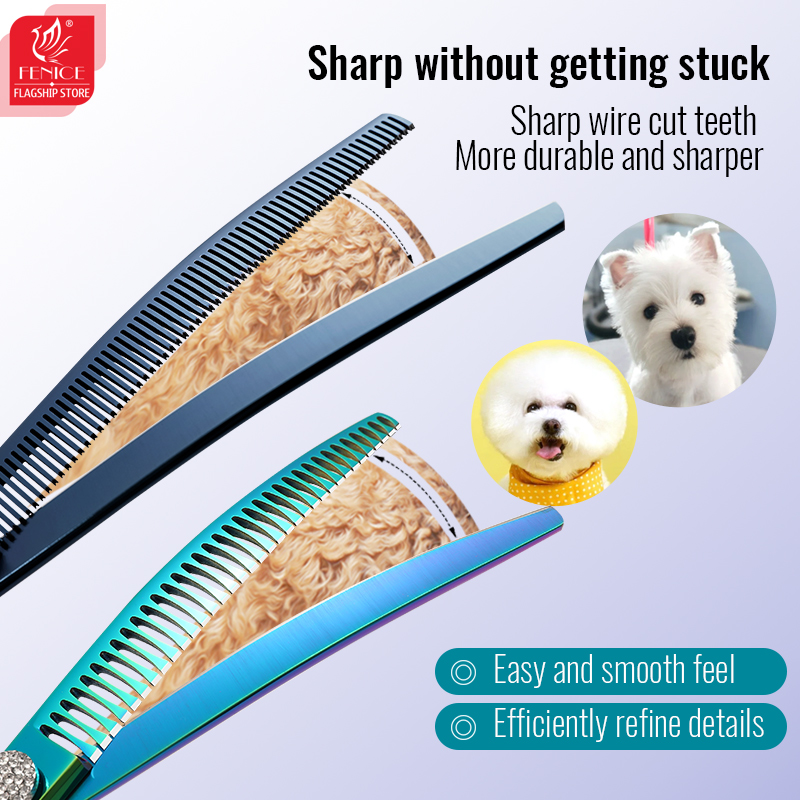 Fenice Dog Scissors JP440C 7/7.25 Inch Professional Pet Grooming Straight Curved Chunker Thinner Shear Grooming for Dogs 애견미용가위