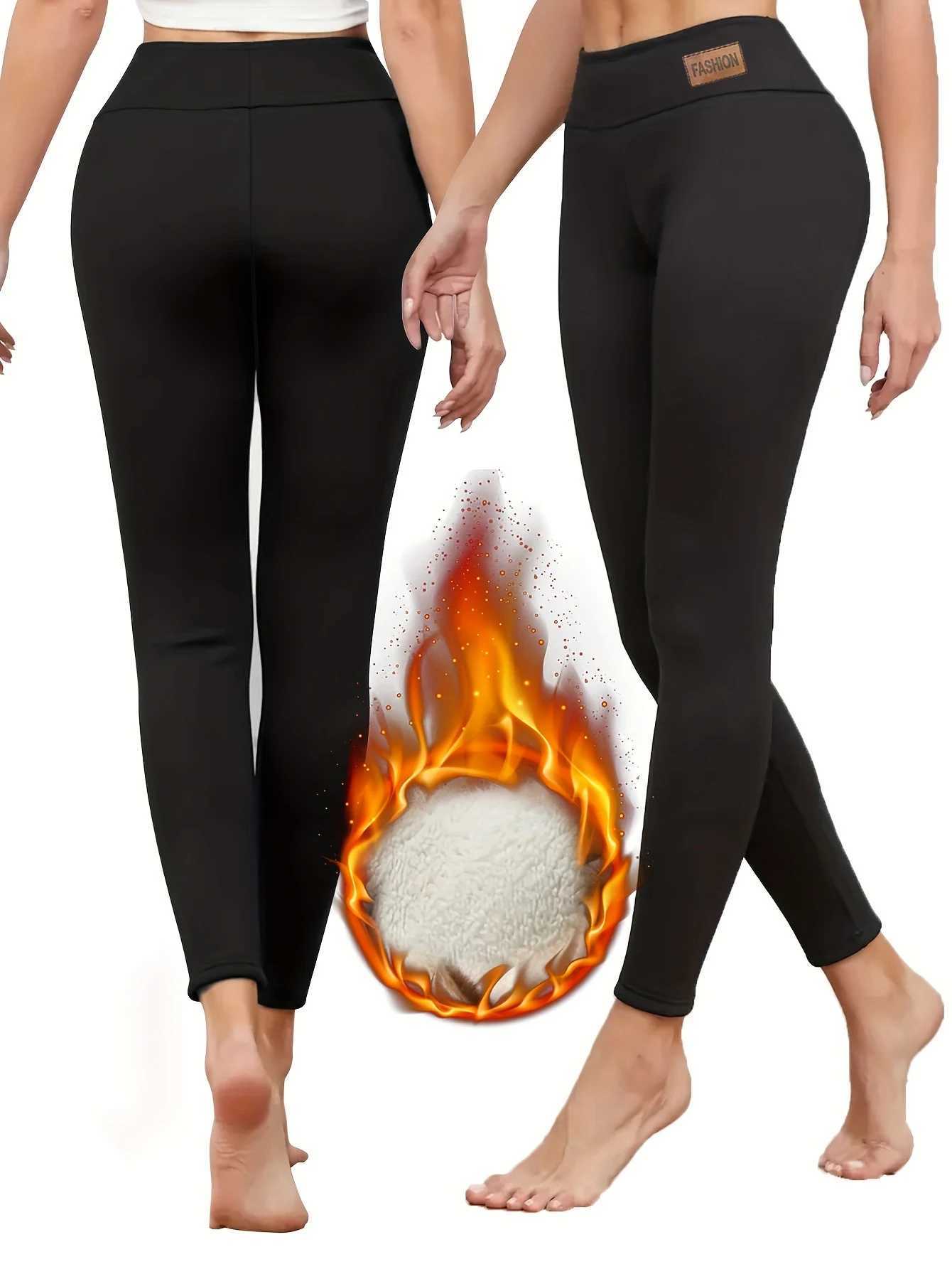 1 piece of autumn and winter warm pants with thickened fleece inside and high waisted tight leggings for womens outdoor sportsX240914