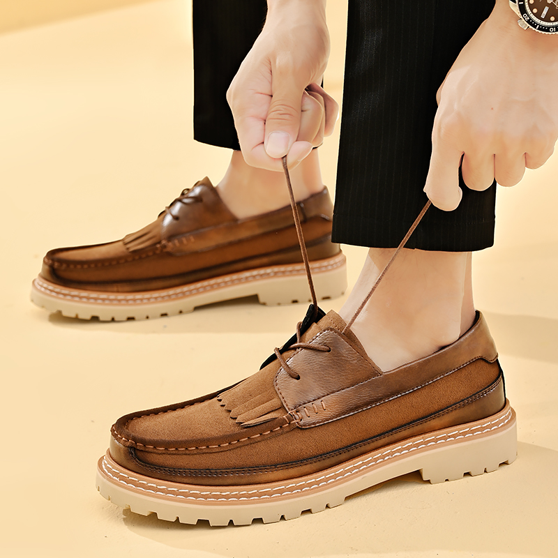 STRONGSHEN Men's Tassel Leather Shoes High Quality Retro Formal Oxfords Footwear Loafers Driving Party Dating Business Work Shoe