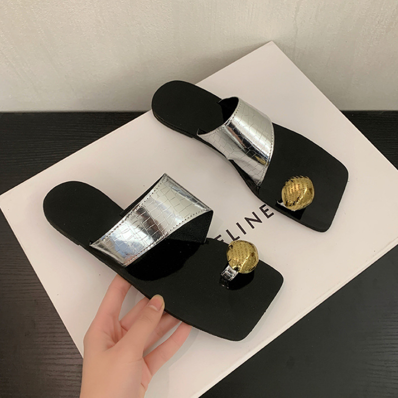 Women Flat Bottom Slippers New French Style Shoe Summer External Wear Sandals Low Cut Toe Women Sandals Тапочки Женские Домашние