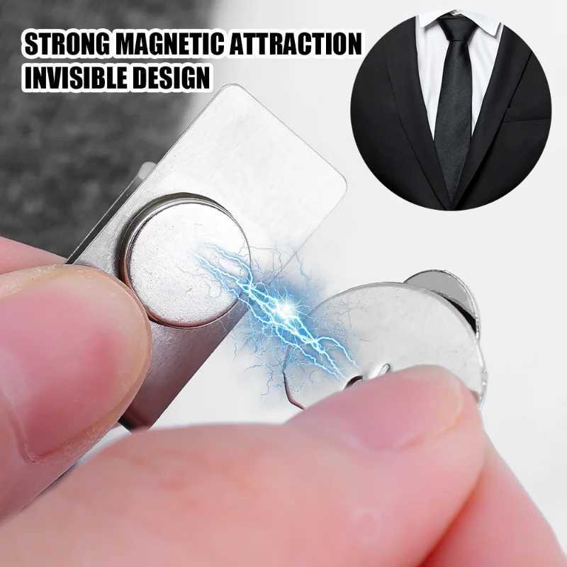 Magnetic Invisible Tie Clip Automatically Fixed Stainless Steel Metal Shirt Tie Clips Creative Jewelry for Men Accessories GiftsX240914