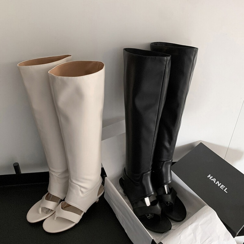 Open Toe Hollowed Out Knee hot Boots - Sexy Irregular High Heel Flip-flop Sandals for Women