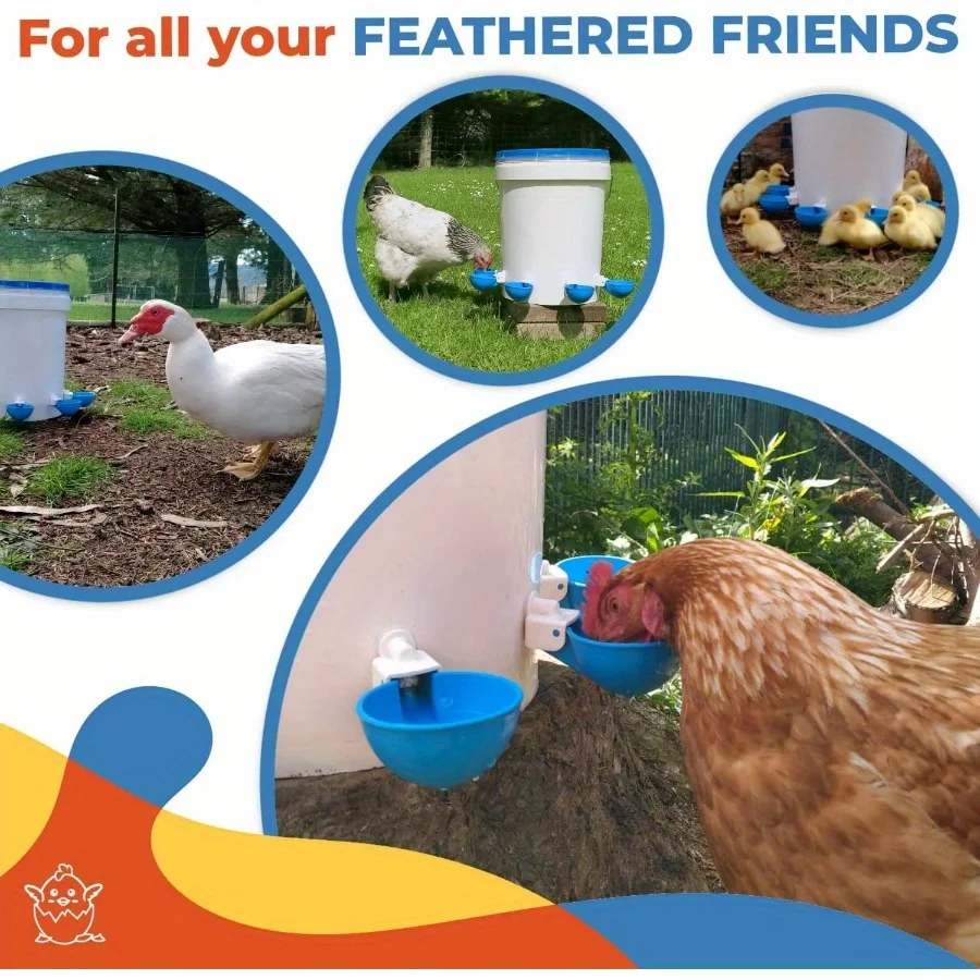 10Pcs Chicken Feeder Bird Water Dispenser Plastic Poultry Water Supply Device Automatic Chicken Drinker Bowl Duck Drinking Cup