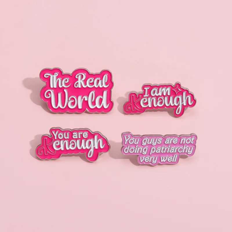 Pink Series Metal Brooch Leopard Butterfly Boxing Gloves Roller Skate Tongue Cherry Book I Am Enough Girl Badge Punk Pin JewelryX240914
