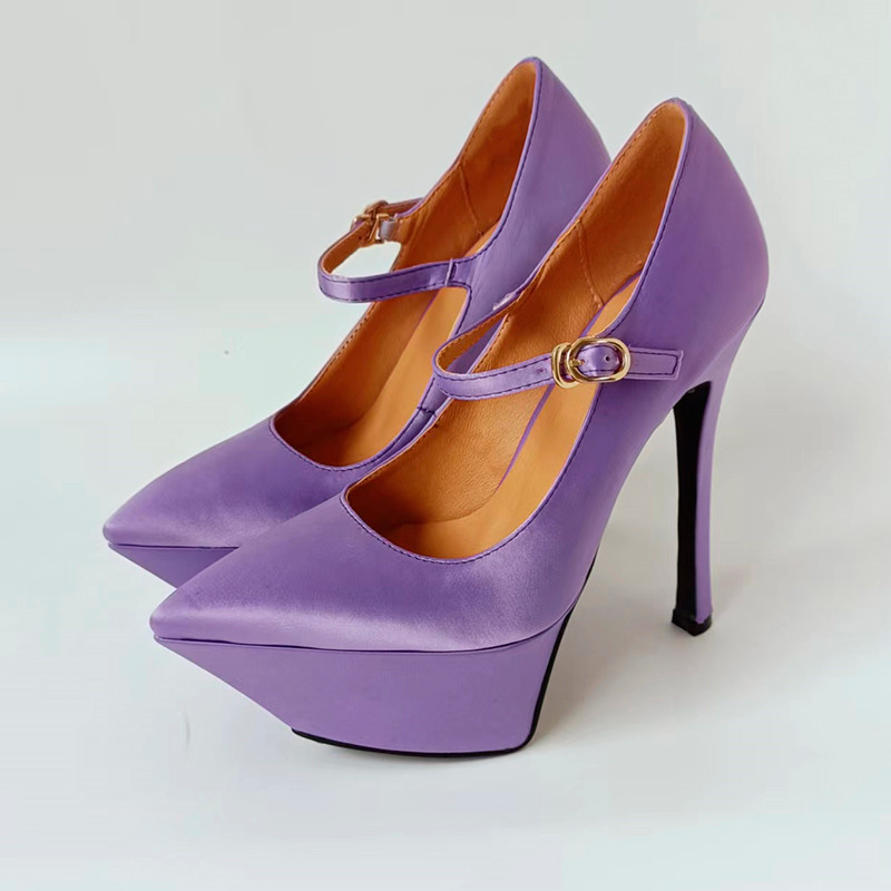 Brand Top Quality Sexy 15cm High Heels Black Red Dress Party Wedding Women's Shoes Designer 34-43 Large Runway Bridal Shoes