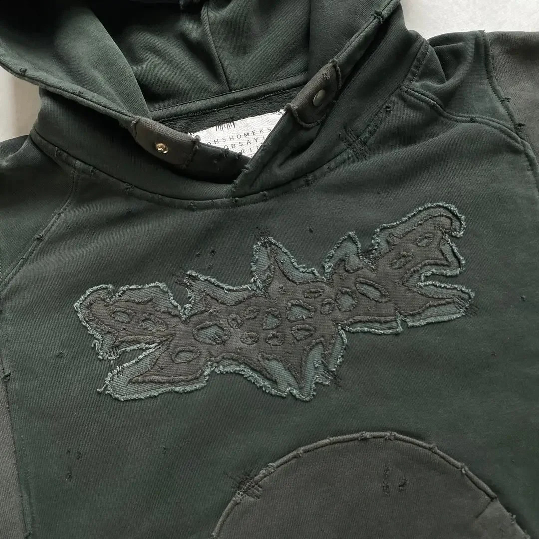 Harajuku Street Fashion Mens Embroidered Pattern Loose Hoodie Y2k Punk Hip Hop and Womens Sportswear 240904