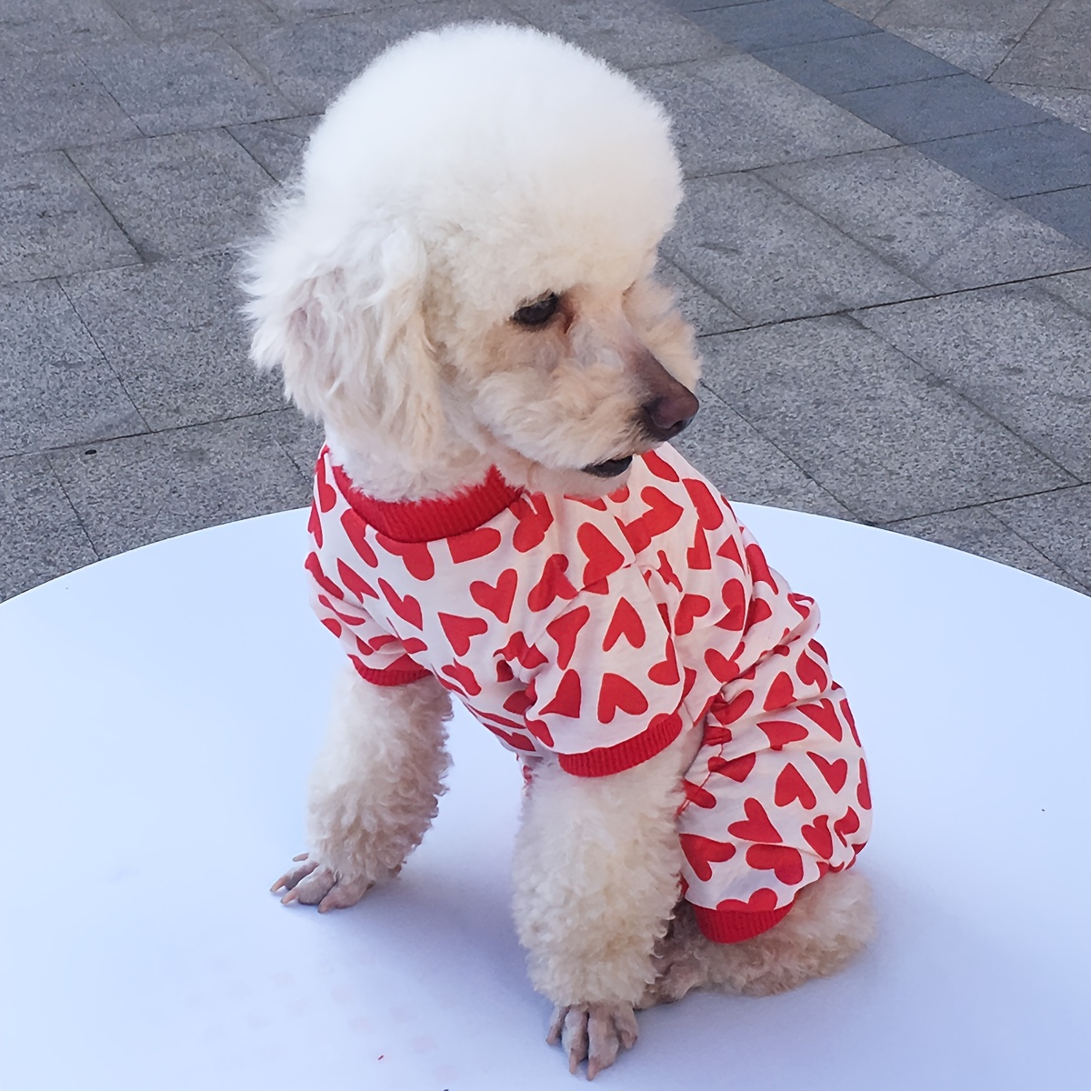 Valentines Day Pajamas Dog Bodysuit Dog Jumpsuits Dog Birthday Costume Heart Pattern Dog Clothes Dog Cartoon Apparel for Pet Pup
