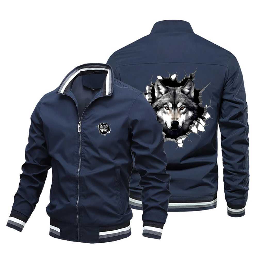Printed Wolf Flying Jacket Sleeping in 2024 Mens Spring/Summer Fashion Trend Street Casual and Handsome Motorcycle Jacket W240914