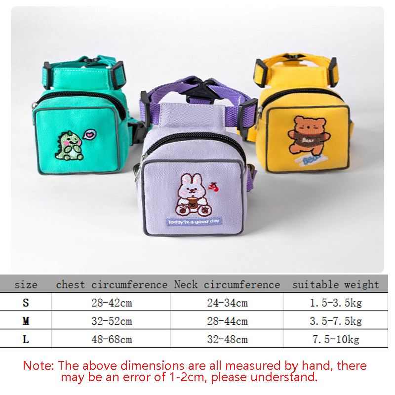 Pet Harness and Leash Escape Proof,Dog Backpack Harness,Cute Adjustable Dog Walking Harness with Pocket,Soft Chihuahua Harness