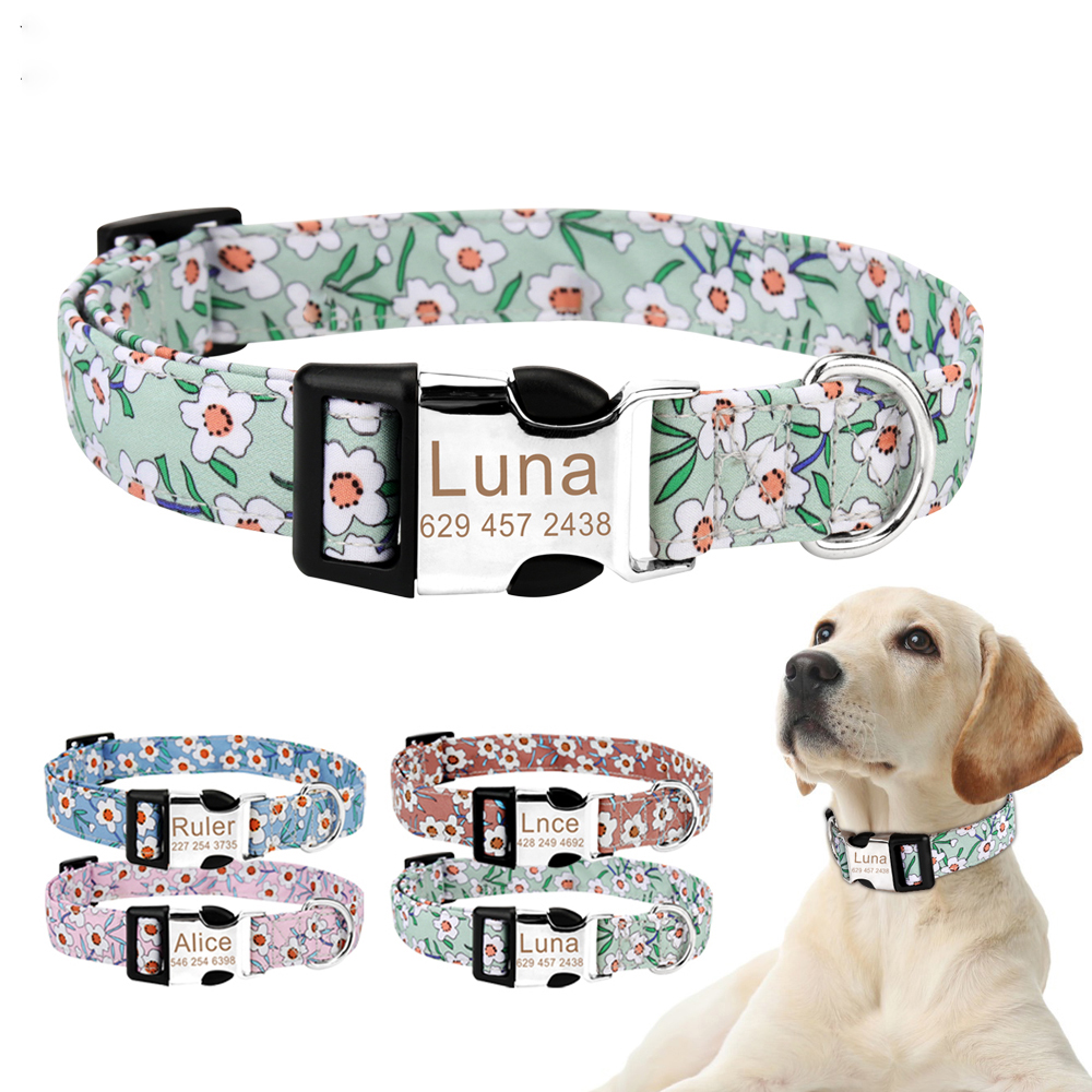 Custom Pet Dog Collar Personalized Printed Collar Dog ID Tag Collars Engraved for Small Medium Large Dogs Dogs Pets Accessories
