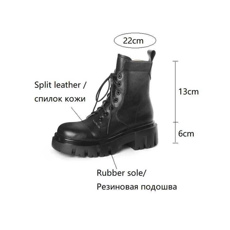 Autumn NEW Split Leather Round Toe Platform Height Increasing Zipper Casual Solid Short Boots for Women b7ac