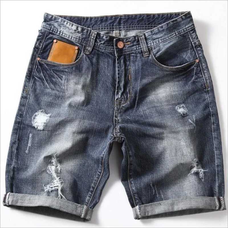 Men Gray Denim Shorts Jeans Pants Good Quality Men Cotton Knee Length Short Jeans New Summer Male Large Size Denim Shorts 42X240914