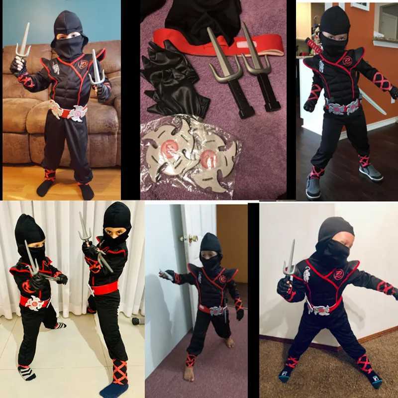 Red Ninja Costume Boy Halloween Japanese Samurai Costume Kid Ninja Jumpsuit with Ninja Foam Accessories Best Children Gift W250117