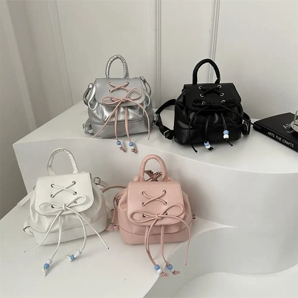 Simple tie bow backpack cute ballet style shoulder bag travel backpack Korean school bag sexy 240912