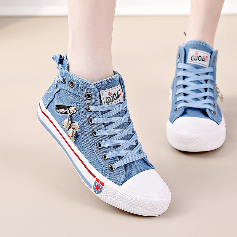 Spring Autumn Casual Sports Walking Skateboard Lace-up Fashion Femmes Women's classic Sneakers Denim Canvas Shoes Large Size 43