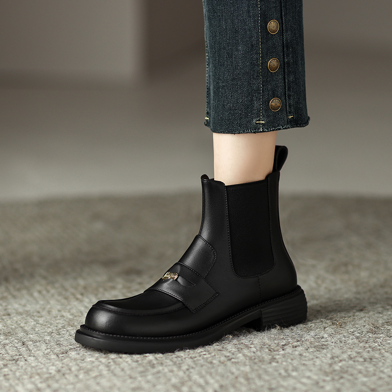 2024 Winter Platform Heel Round Toe Women Shoes Genuine Leather Retro Boots b675