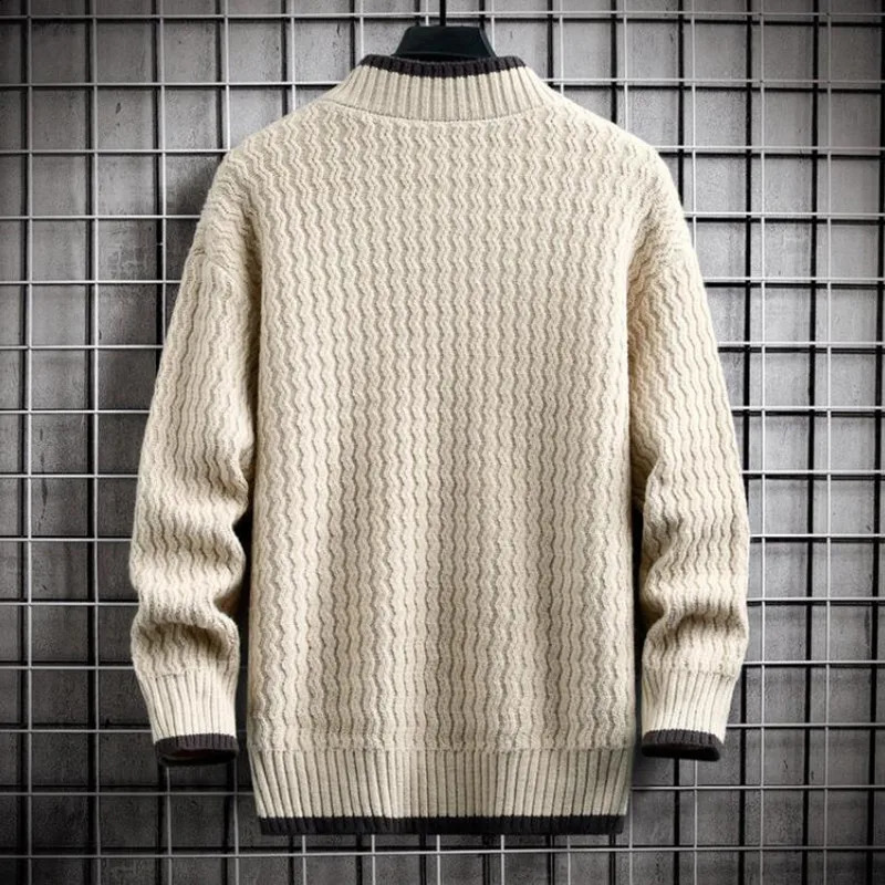 clothing mens loose pull slim fashion knitted sweater thick Homme retro striped 4XL 240906