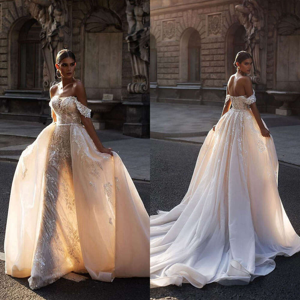 ful Dresses Off The Shoulder Appliques Sequined or-Length Bride Wedding Dress Vestido de novia Custom Made