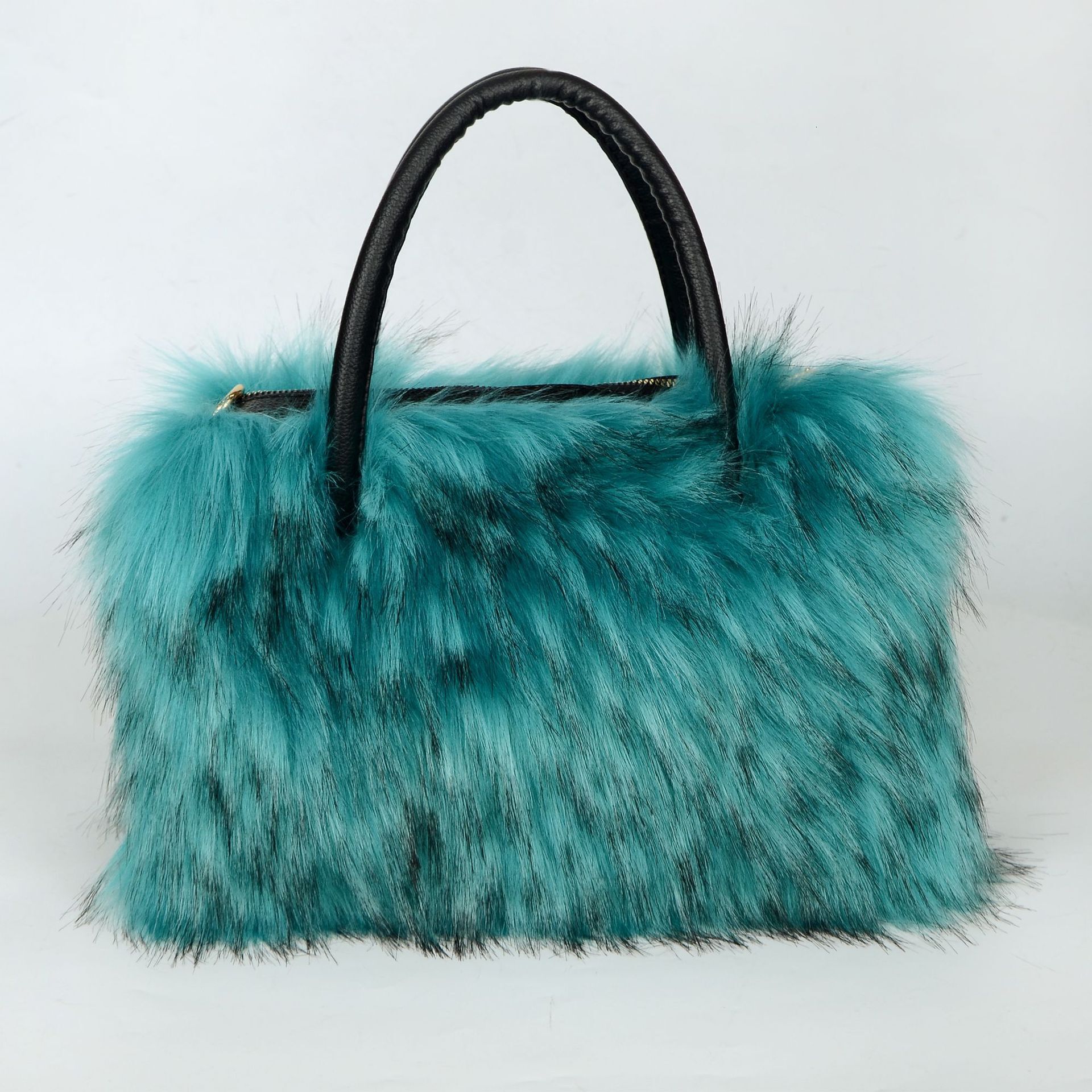 Designer Hair 2025 New Light Luxury Fashion Raccoon Hair Handheld Shoulder Bag Plush Women's Imitation Leather Bag Tote Bag Women's Leisure 