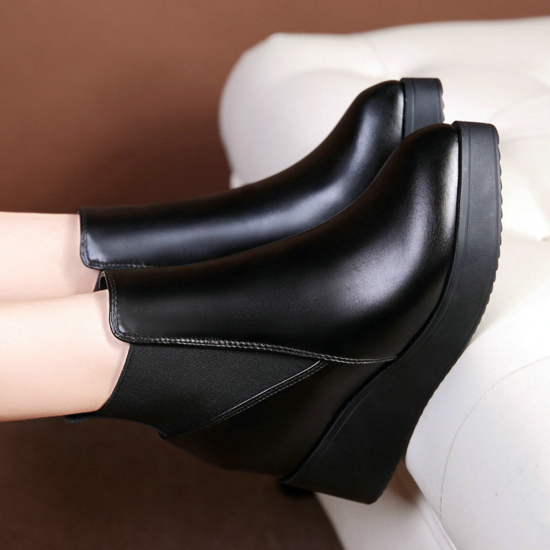 2024 Fashion Ankle Boots Winter Pointed Toe Boots Quality Leather Platform Boots Lace-up Spring Autumn Ladies Boots Size 34-40