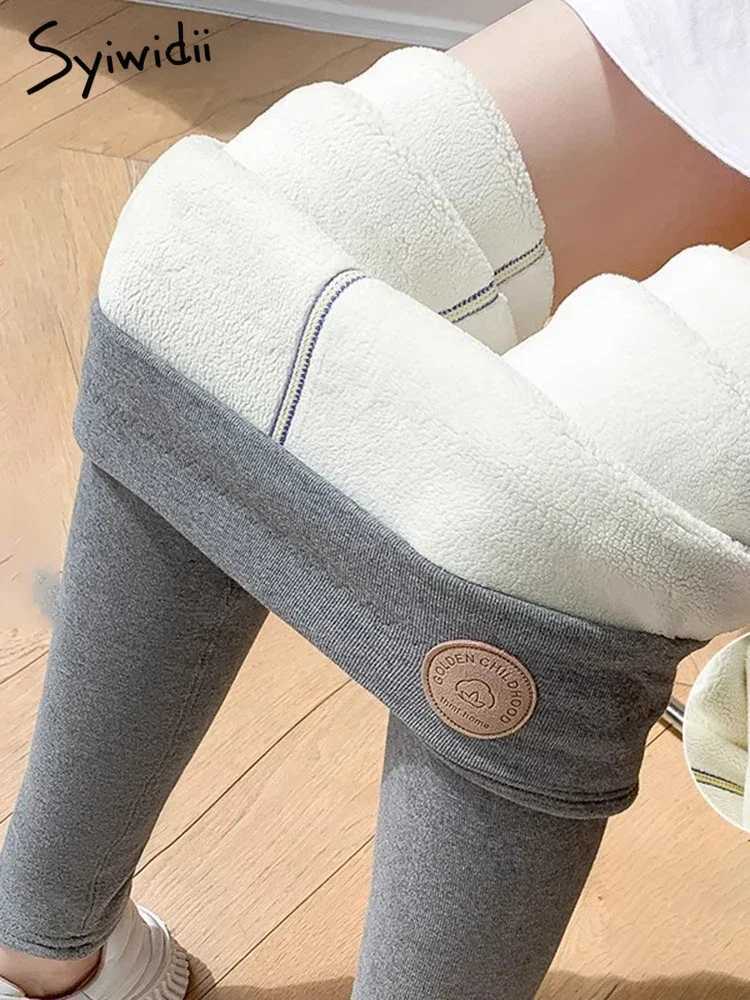 Syiwidii Winter Leggings for Women Thermal Velvet Fleece Solid Pants 2024 Stretch Warm Female High Waist Casual Slim LeggingsX240914