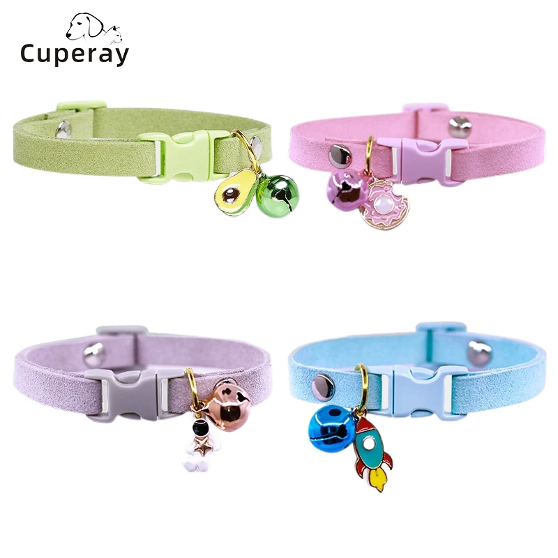 Adjustable Cat Collar, Cute Cat Bib Collar with Bells and Trinkets Pendant Pet Collar for Cats and Puppies Kitten Accessories
