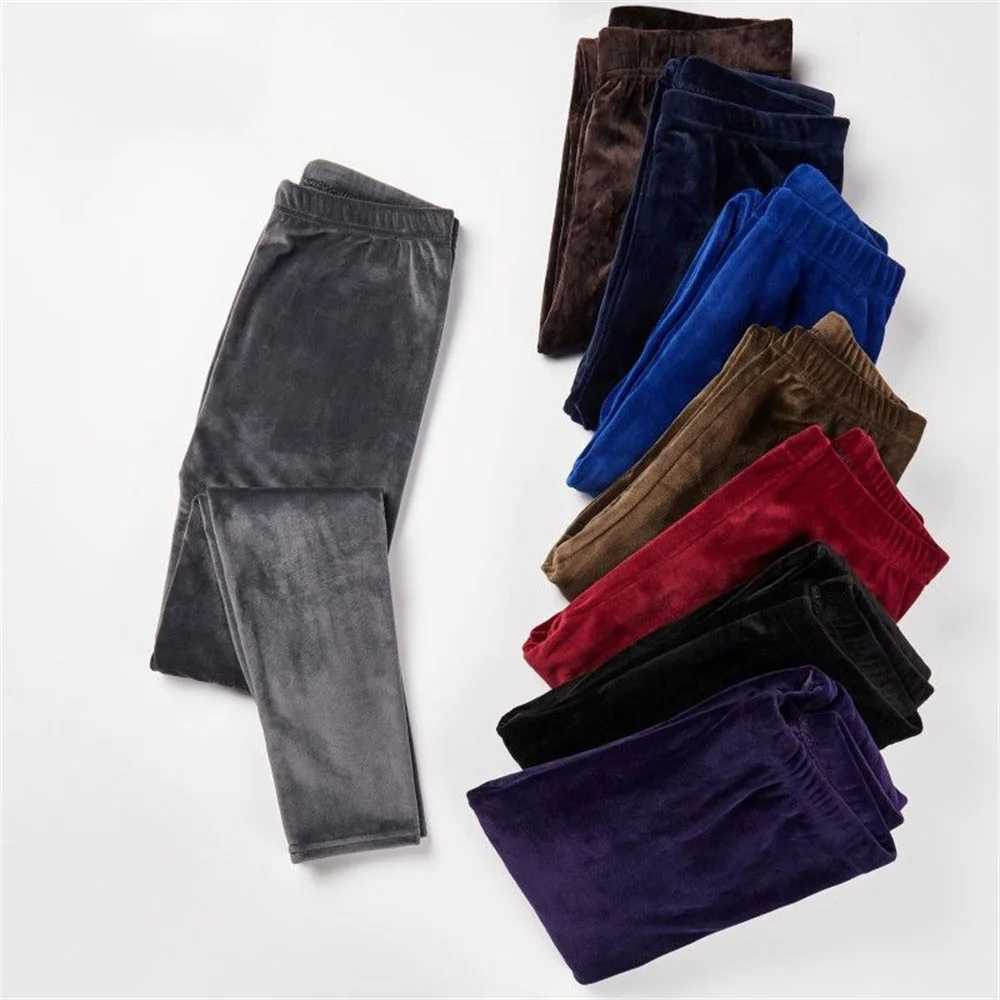 High Waist Thermal Leggings Korean Warm Pants Knit Autumn Winter Fashion Plus Thick Velvet Warm Double Sided Cashmere LeggingsX240914
